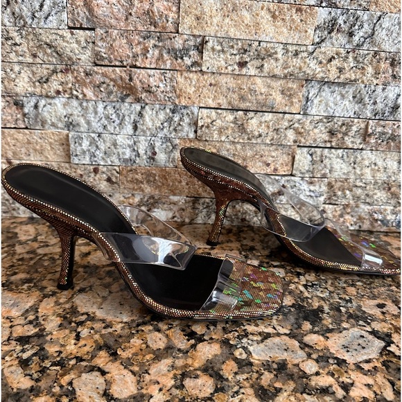 New By Far Clara PVC Iridescent Heeled 95mm Sandals - Picture 5 of 11